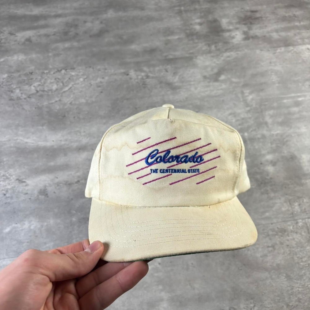 Vintage Snapback Hat Mens OS White Colorado The Centennial State 90s Hat